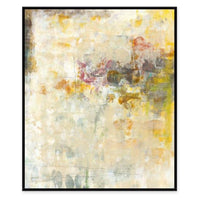 Abstract giclee painting, "Good Intentions II," with hand-applied gel texture, featuring warm yellows, creams, and subtle reds.