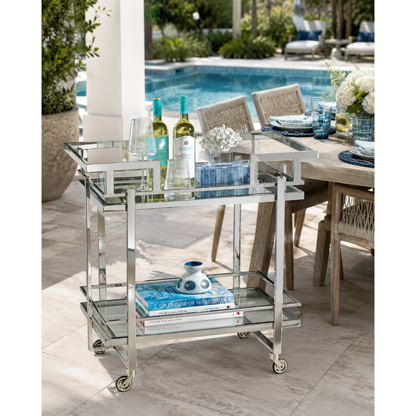 Grafton Polished Stainless Steel Bar Cart