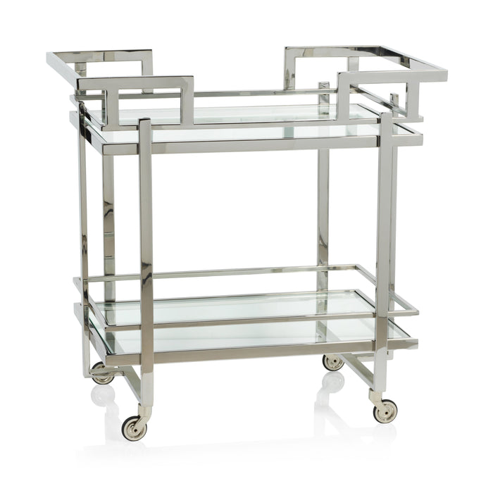 Grafton Polished Stainless Steel Bar Cart | Bone & Brass