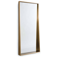 Tall Gunner Mirror with a recessed design and a natural brass finish.