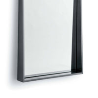 Rectangular Gunner Mirror with a recessed design and bold blackened steel frame.