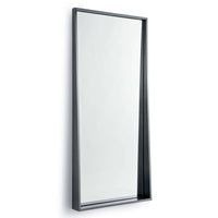 Gunner Mirror with a recessed design and bold blackened steel frame.