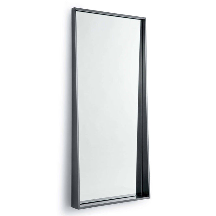 Gunner Mirror with a recessed design and bold blackened steel frame.