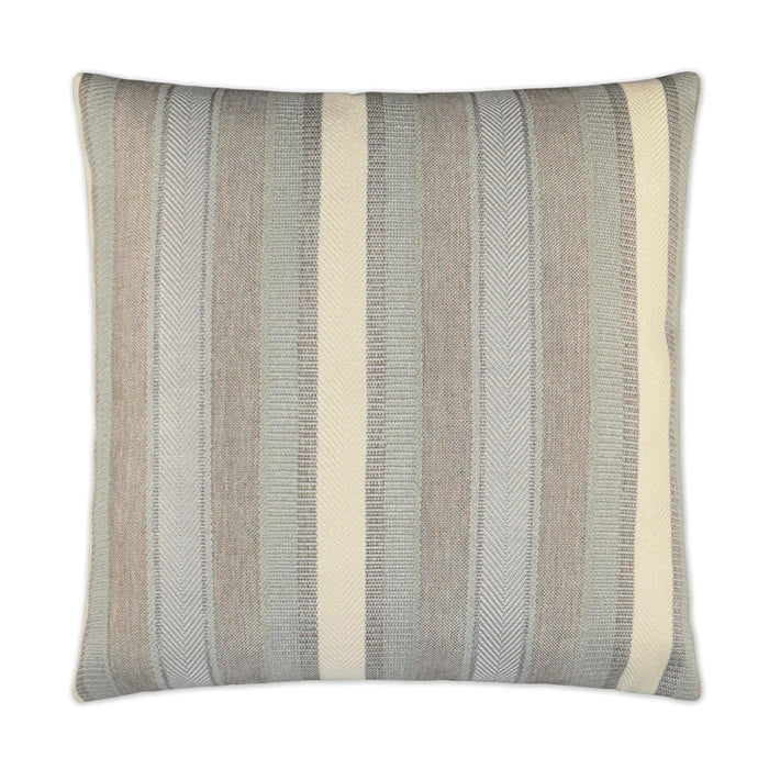 Habitat Glacier 24" square decorative throw pillow with vertical gray, beige, and cream striped herringbone pattern.