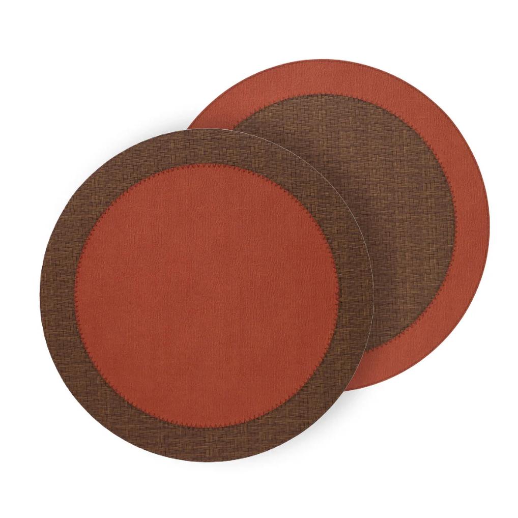 Halo Reversible Round Placemats, Set 4 - Placemat Texture Detail | Bone & Brass