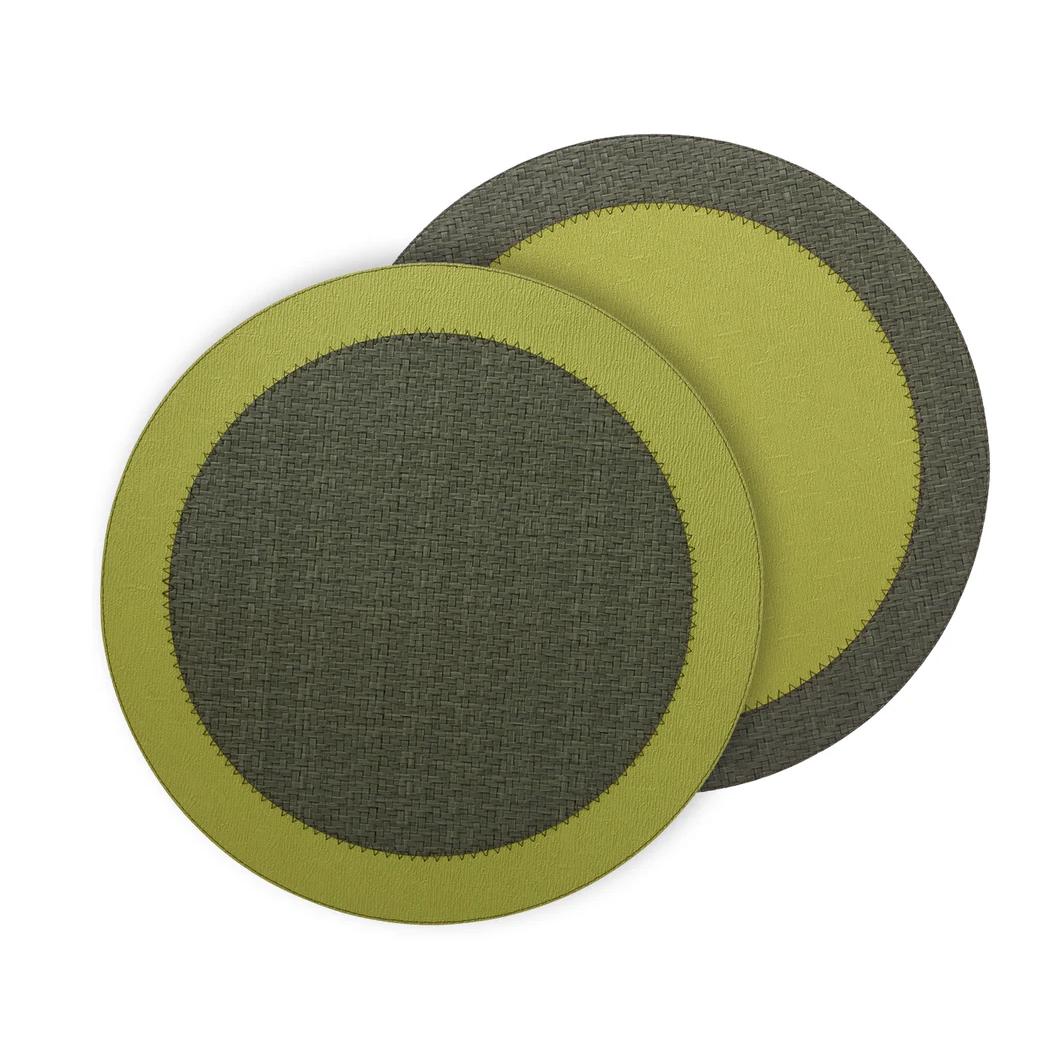 Halo Reversible Round Placemats, Set 4 - Placemat Texture Detail | Bone & Brass