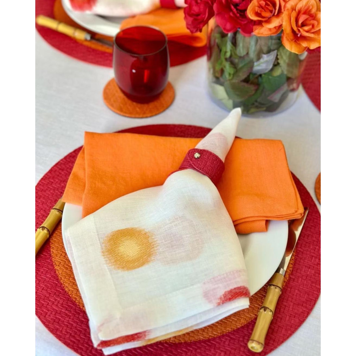 Halo Reversible Round Placemats, Set 4 - Placemat Detail | Bone & Brass