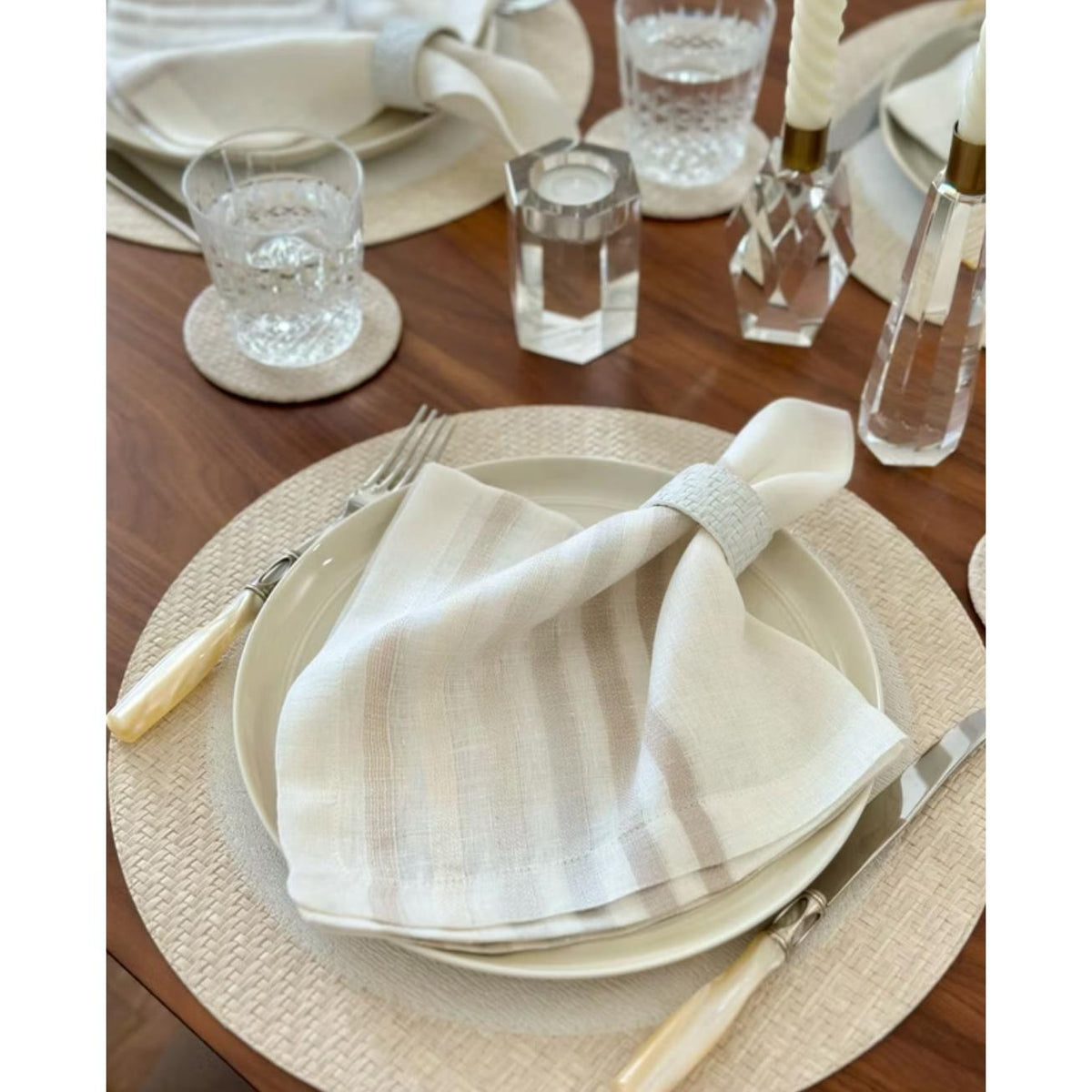 Halo Reversible Round Placemats, Set 4 - Placemat Side View | Bone & Brass