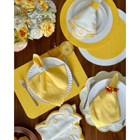 Halo Reversible Round Placemats, Set 4 - Placemat Texture Detail | Bone & Brass