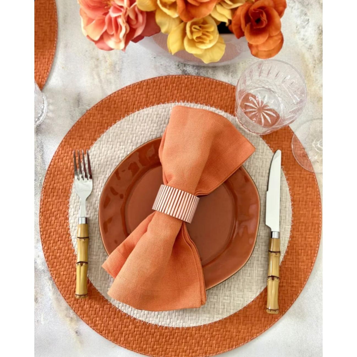 Halo Reversible Round Placemats, Set 4 - Placemat Side View | Bone & Brass