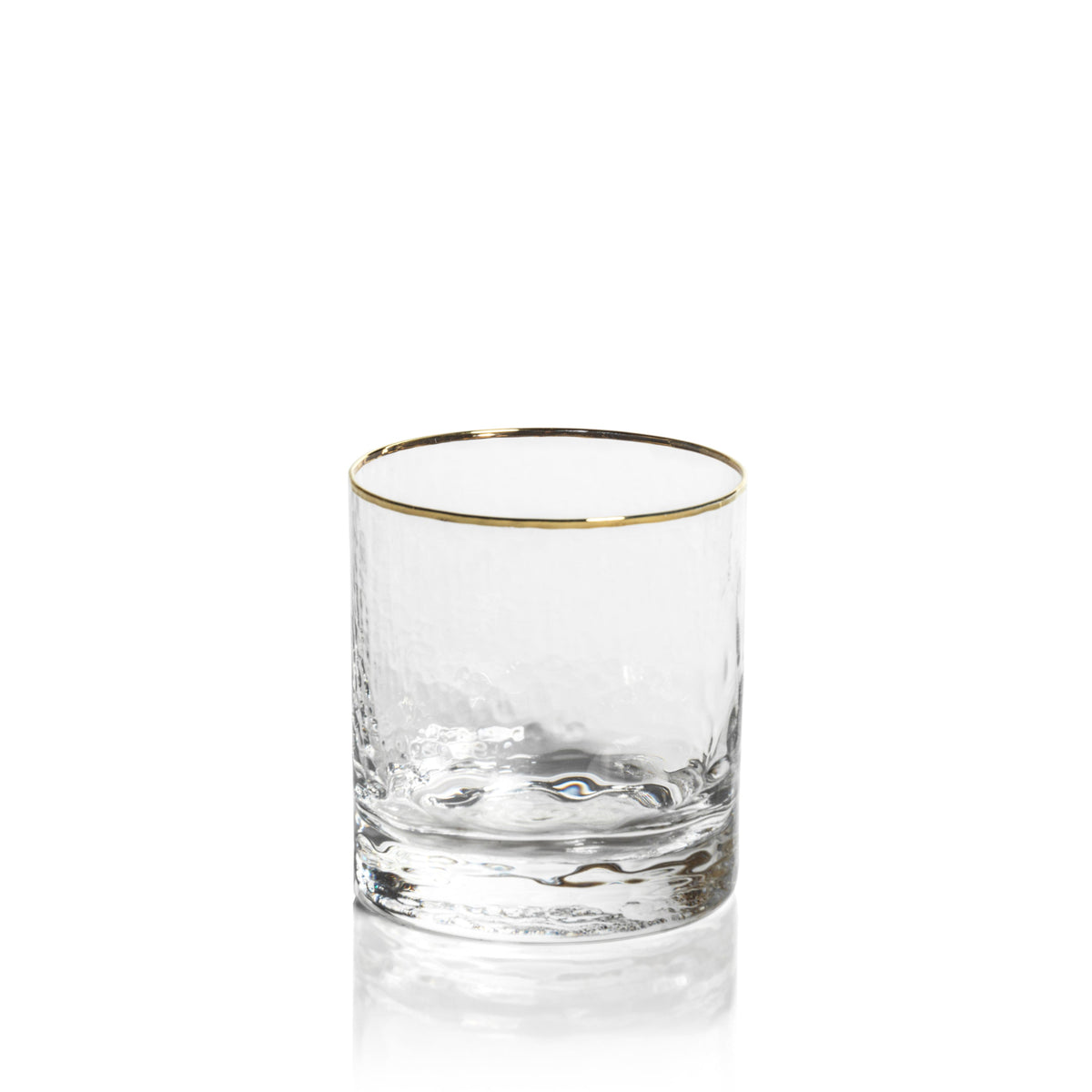 Hammered Glass Gold Rim Double Old Fashioned Glasses, Set of 4 | Bone & Brass