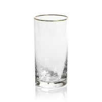 Hammered Glass with Gold Rim Highball Glasses, Set of 4 | Bone & Brass