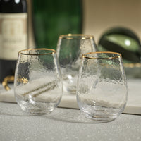 Hammered Glass with Gold Rim Tumblers, Set of 4 - Tumbler Detail | Bone & Brass