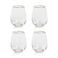 Hammered Glass with Gold Rim Tumblers, Set of 4 - Tumbler Side View | Bone & Brass