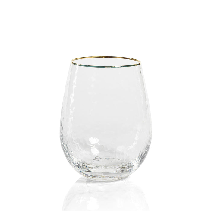 Hammered Glass with Gold Rim Tumblers, Set of 4 | Bone & Brass