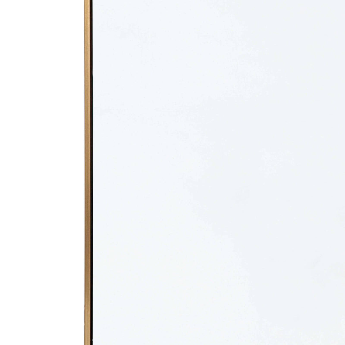 Natural brass hanging rectangle mirror with a thin frame.