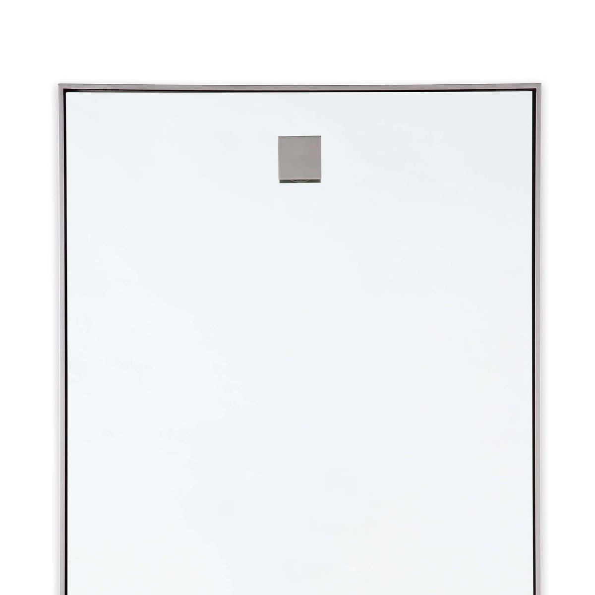 Hanging 44"x28" rectangle mirror with polished nickel frame and hanging hardware.