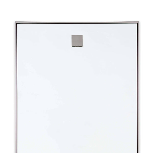 Hanging 44"x28" rectangle mirror with polished nickel frame and hanging hardware.