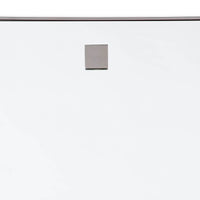 Rectangle hanging mirror with polished nickel frame and hardware.