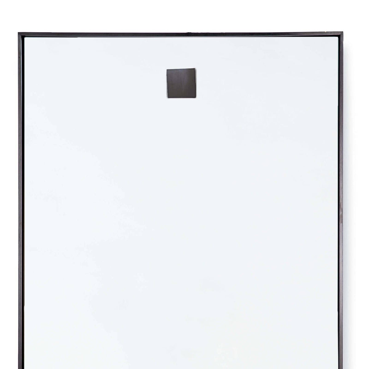 Sleek 44x28" rectangular steel mirror with a thin black frame, perfect for an entryway or vanity.