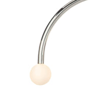 Happy Pendant Large Polished Nickel with a curved metal frame and a matte white glass globe.
