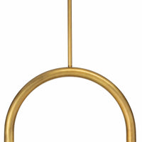 Happy Pendant Small Natural Brass, a modern arched light fixture with a matte white glass globe.