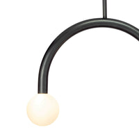 Happy Pendant Small Oil Rubbed Bronze, modern curved metal frame with a matte white glass globe.