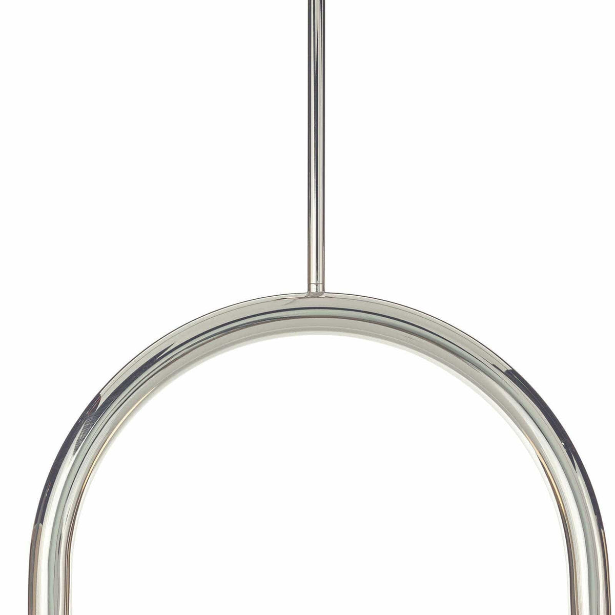 Happy Pendant Small, polished nickel metal frame with a curved, modern design.