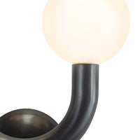 Happy Sconce Right Side: Oil Rubbed Bronze metal frame with a matte white glass globe.