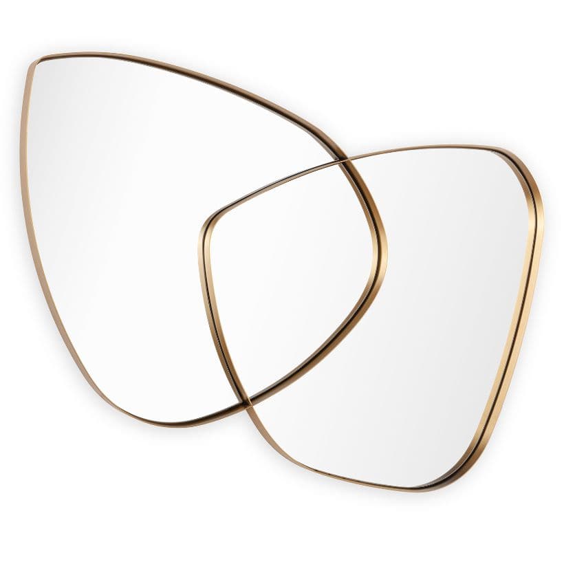 Harmony Large Natural Brass Overlapping Mirror with bold, edgy frames and unique organic shapes.