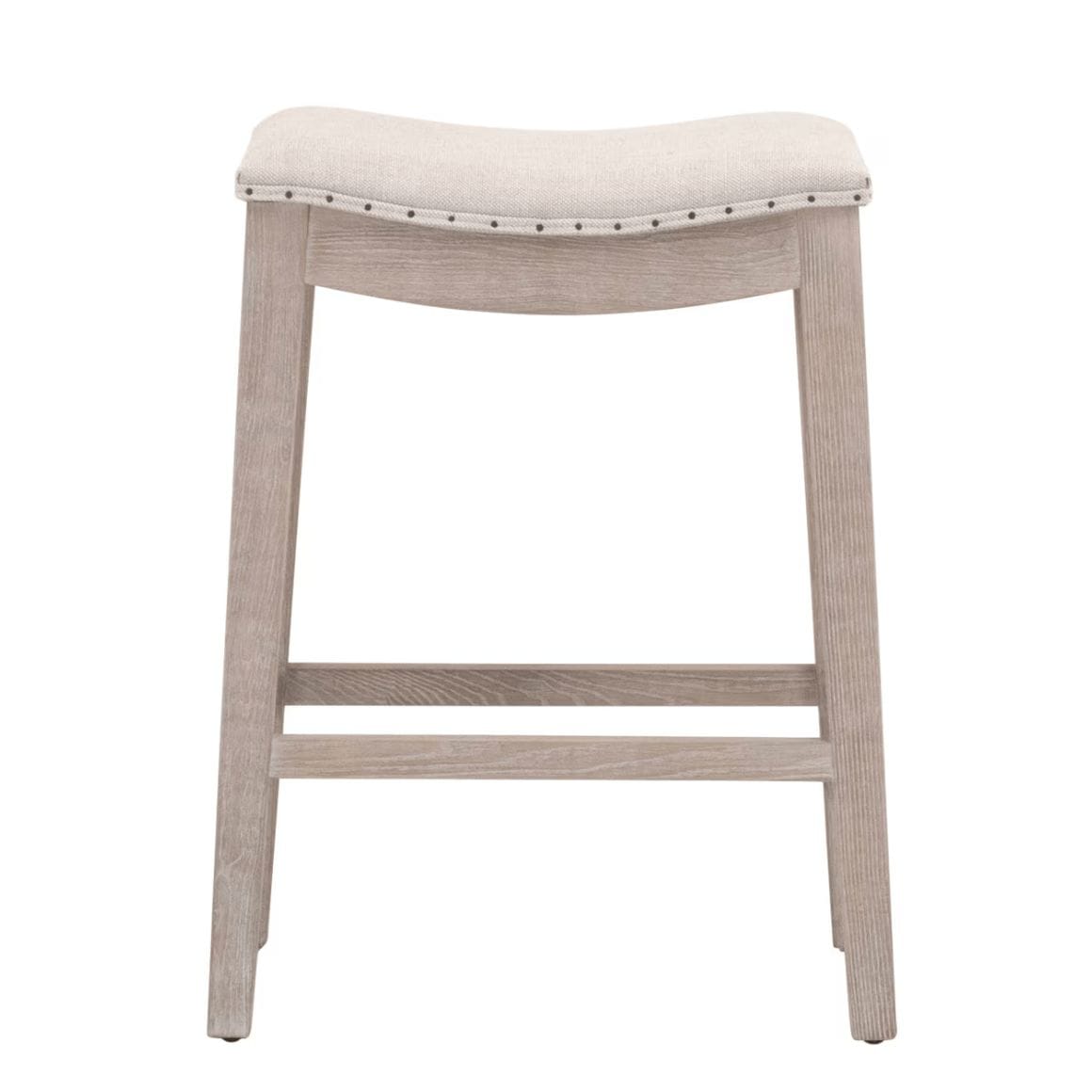 Harper Bisque French Linen Counter Stool with light ash wood legs and saddle seat, 27"H.