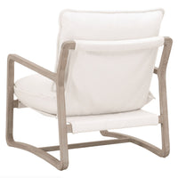 Hayberry Boucle & Gray Oak Club Chair with white boucle upholstery and a matte brown oak sled base.