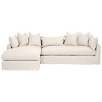 Hayberry transitional slipcover sectional in light linen-polyester blend, with a left-arm chaise and plush cushions.