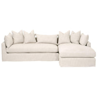 Hayberry Slipcover Sectional: Light beige linen blend sectional with a right-arm facing chaise and plush cushions.