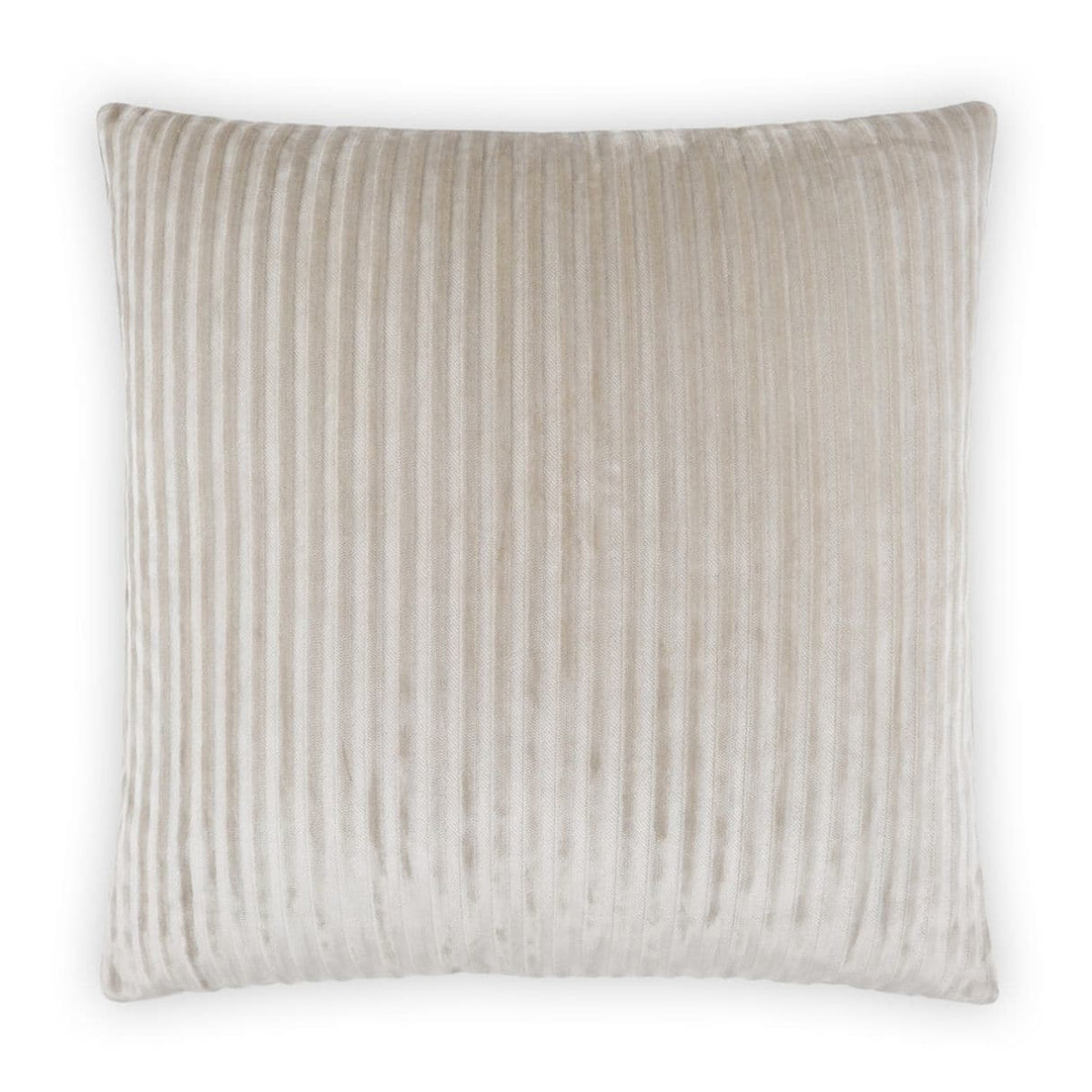 Hayworth Ecru 24"x24" cotton throw pillow with refined vertical ribbed texture and tailored finish.