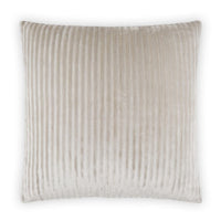 Hayworth Ecru 24"x24" cotton throw pillow with refined vertical ribbed texture and tailored finish.