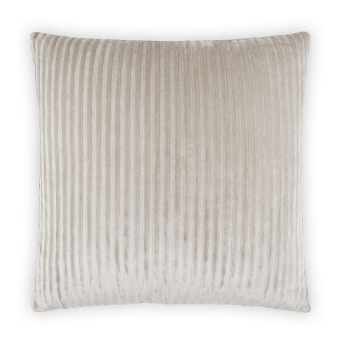 Hayworth Ecru 24"x24" cotton throw pillow with refined vertical ribbed texture and tailored finish.