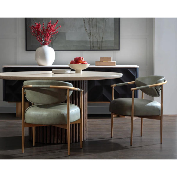 Heloise Dining Armchair - Ivanhoe Pine - Chair Side View | Bone & Brass