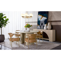 Heloise Cognac Leather & Gold Dining Armchair - Chair Detail | Bone & Brass