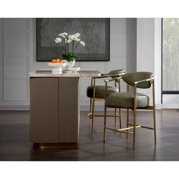 Heloise Counter Stool - Ivanhoe Pine - Stool Side View | Bone & Brass