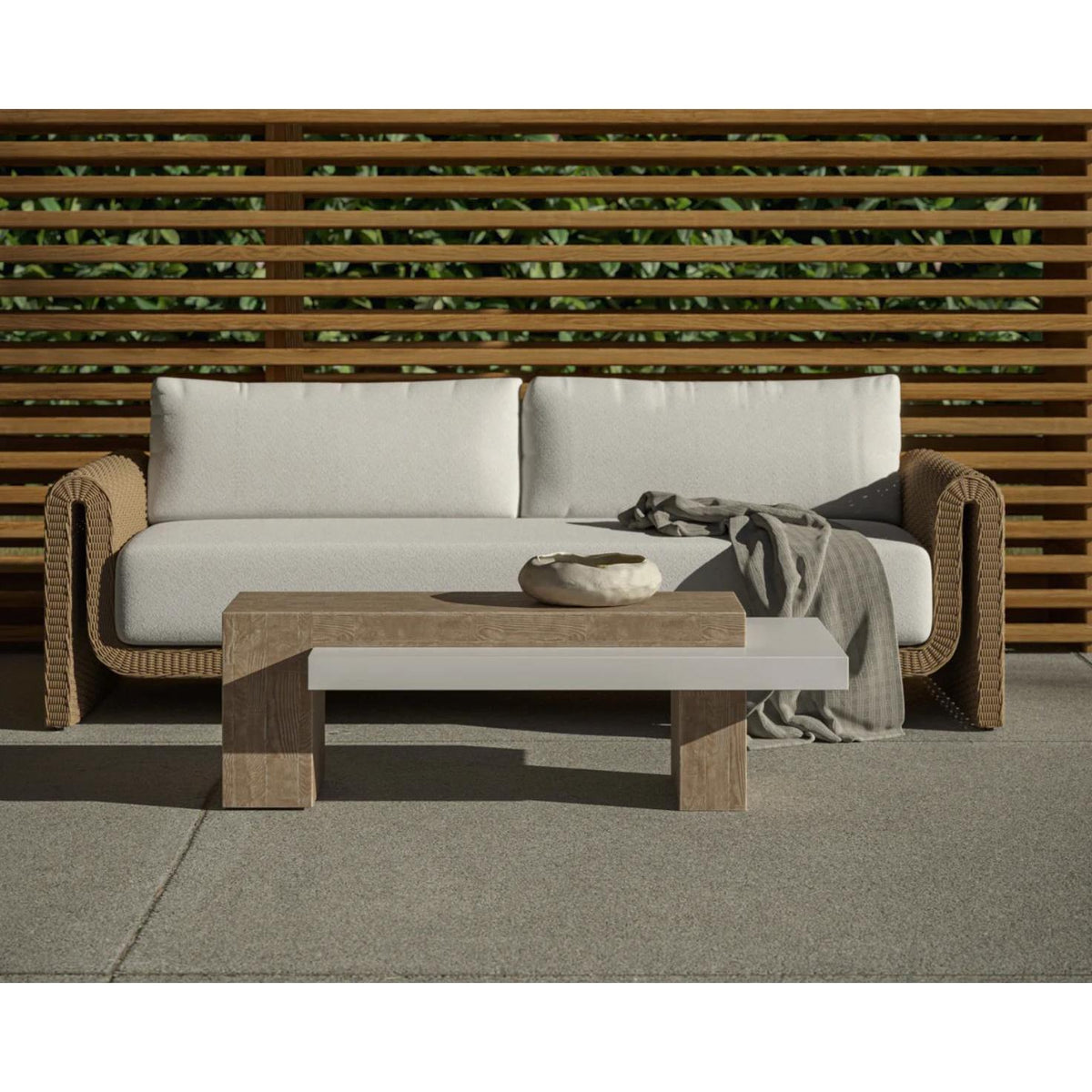 Herriot Concrete Two-Toned Coffee Table - Table Top View | Bone & Brass