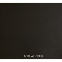 Close-up of the Hiland console table's brushed black acacia wood finish.