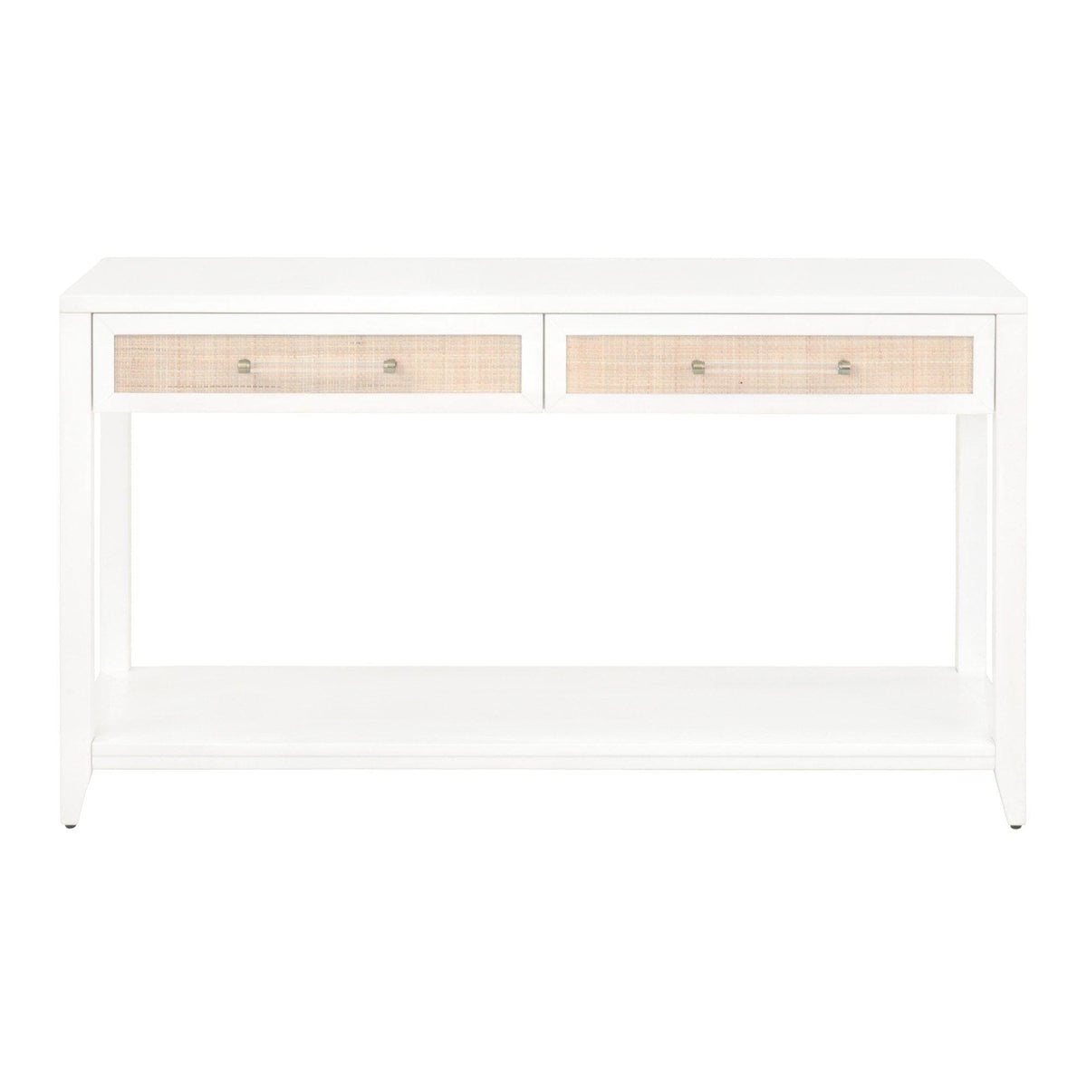 Hiland Rattan White Console Table | Bone & Brass