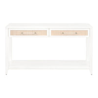 Hiland Rattan White Console Table | Bone & Brass