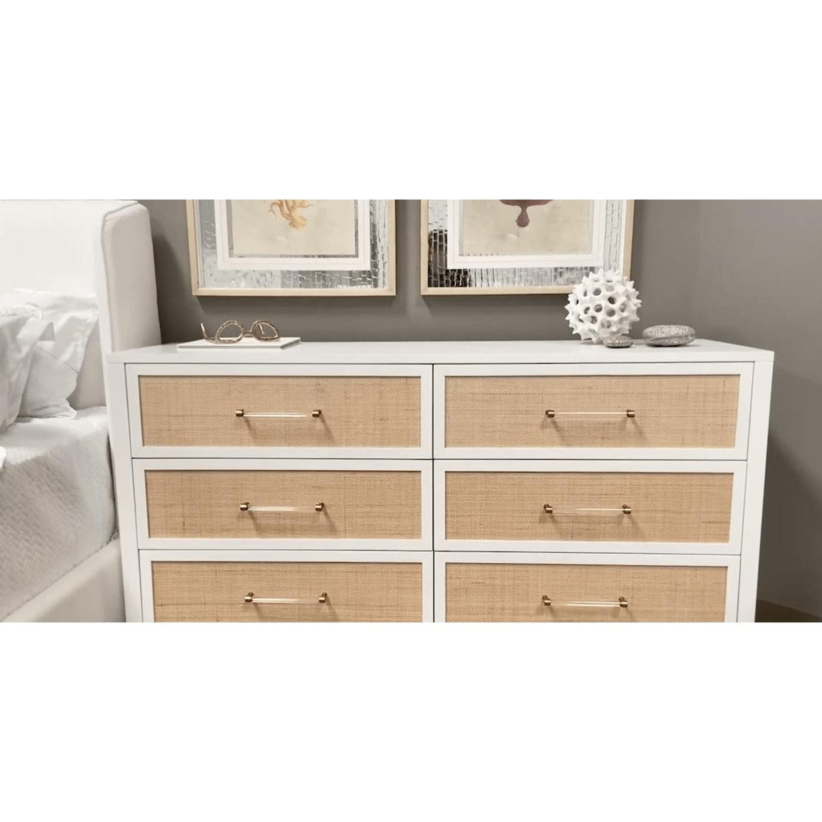 Hiland Rattan White Double Dresser - Dresser Side View | Bone & Brass
