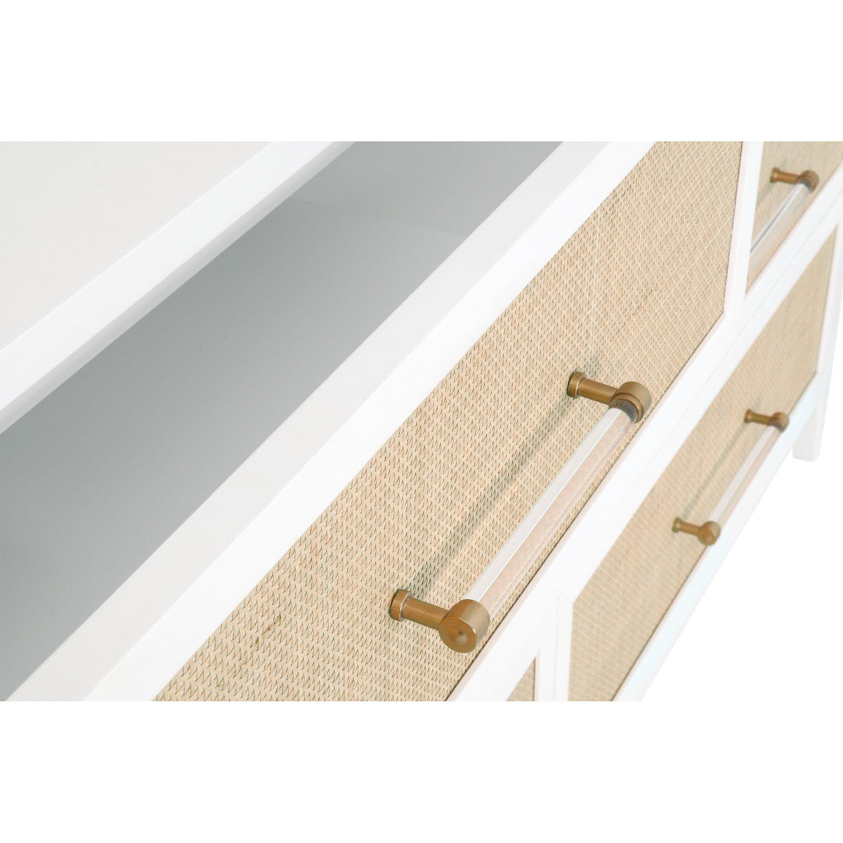 Hiland Rattan White Double Dresser - Dresser Side View | Bone & Brass