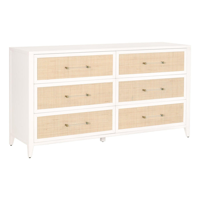Hiland Rattan White Double Dresser | Bone & Brass