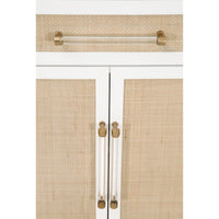 Hiland Rattan & White Media Chest - Nightstand Drawer Detail | Bone & Brass