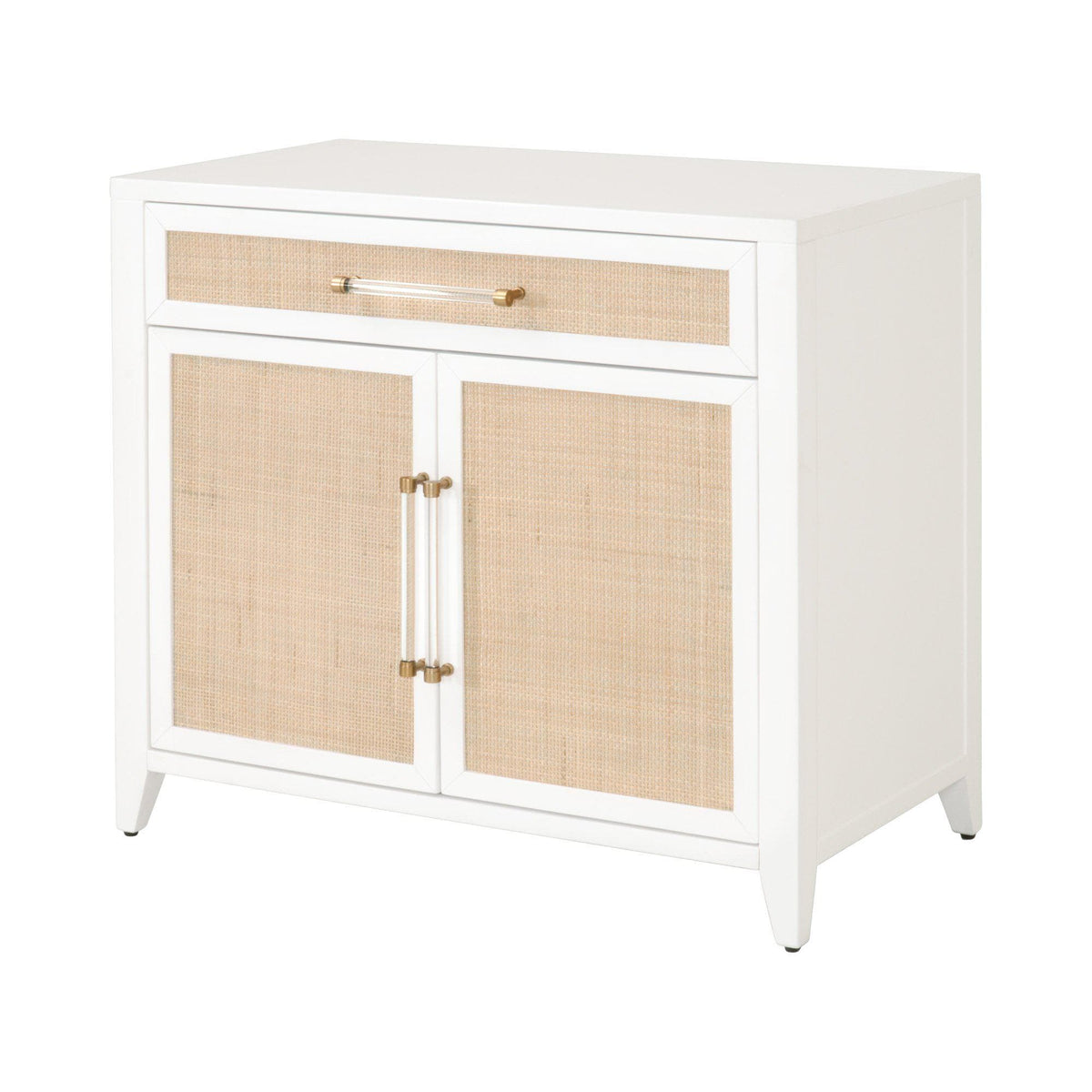 Hiland Rattan & White Media Chest - Nightstand View | Bone & Brass