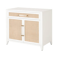 Hiland Rattan & White Media Chest - Nightstand View | Bone & Brass